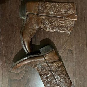 Vintage Brown Leather Cowgirl Cowboy Western Boots Made in USA Sz 7